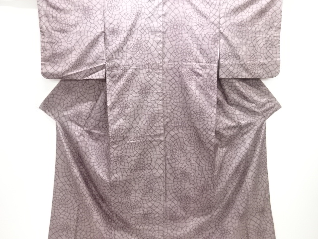 アンティーク　むじな菊模様織り出し十日町紬着物